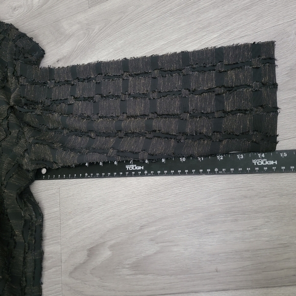 De Taille Black Brown Tunic Size XL Woven Block Textured
Linen Tweed Fringe - Picture 7 of 12